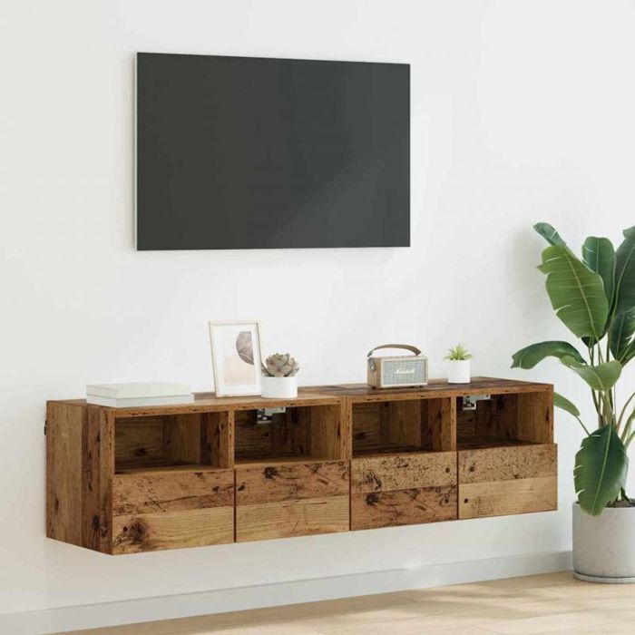 VidaXL Meuble TV mural lot de 2 Bois ancien 4 portes 60 x 30 x 30 cm