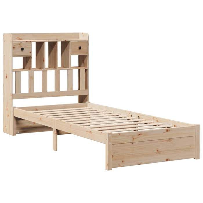 (En Promotion)Lit 1 PERSONNE 75x190cm Cadre de lit Contemporain pour adulte sans matelas 75x190cm Bois de pin massif L540197
