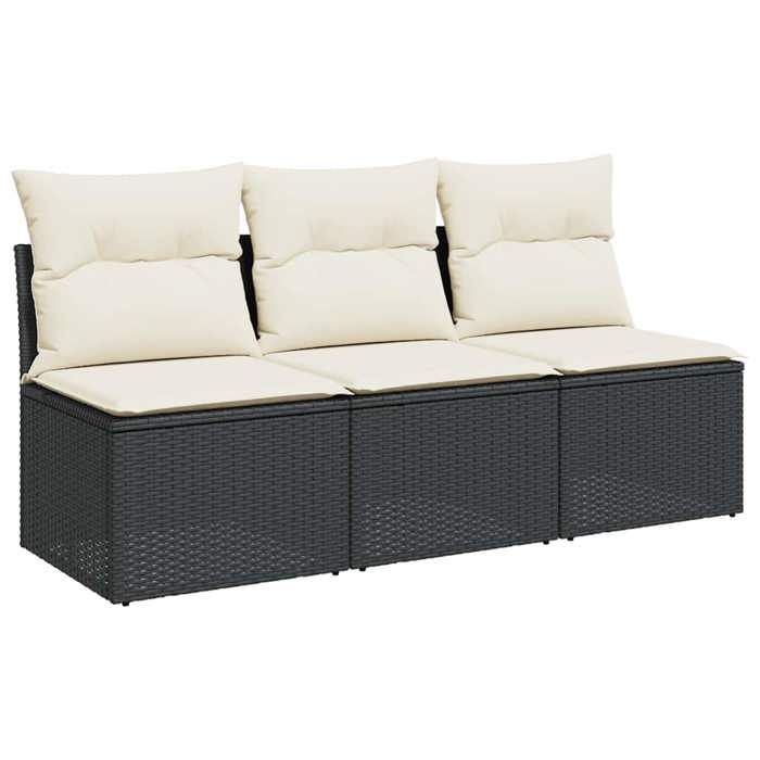 En PromotionCanapé de jardin - SHIELD Canapé dextérieur - Pour jardin - avec coussins 3 places noir résine tressée 7281061
