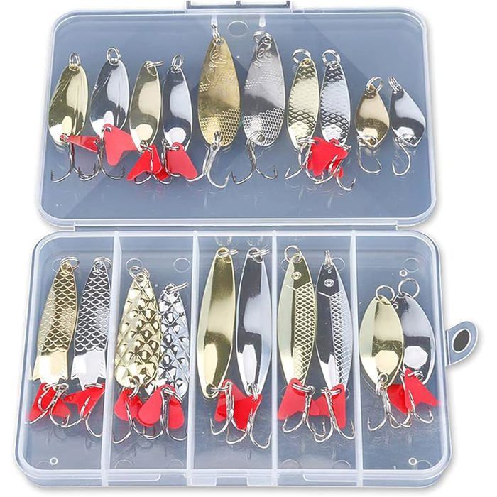 Lot de 20 leurres de pêche durs en métal Set B