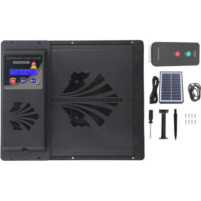 Porte automatique de poulailler à énergie solaire USB à ouverture horizontale 3 en 1 ouvre-porte automatique de poulailler avec