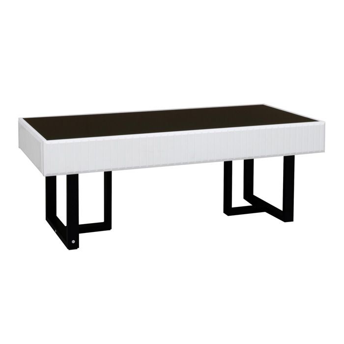 Table basse rectangulaire – Noir et blanc – Plateau noir brillant – 110 x 505 cm