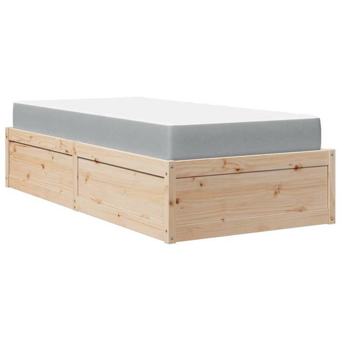 VD Lit avec matelas 90x190 cm bois massif de pin Lit chambre & Structure de lit @EU42259BONE