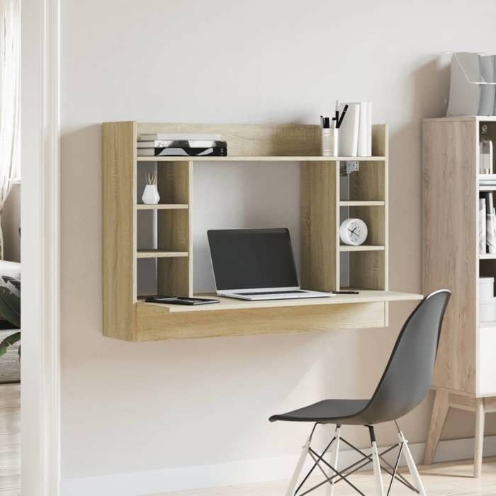 Elegant Bureau mural chêne sonoma 105x48x75 cm bois dingénierie - Bureau PC - pour 1 personne 21.9 kg &FR21793