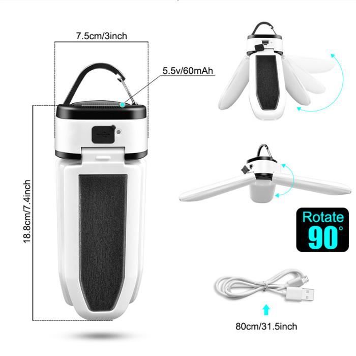 Lanterne Solaire Gonflable Camping Urgence - Lampe LED Étanche Pliable Télégonflable 75 Lumens