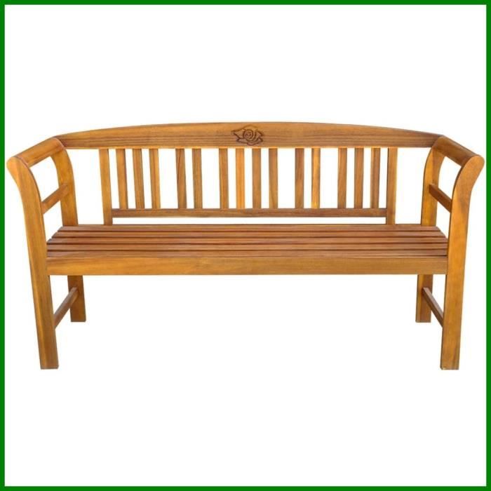 Banc de jardin - ASHATA - BK44131 - Bois dacacia massif - 157 cm - 3 personnes
