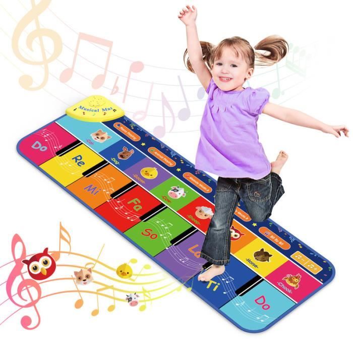 LETEASE Tapis musical pour bébés avec touches de piano Tapis de jeu tactile éducatif de danse Couverture dotée de motifs animaux Idée cadeau pour enfants 