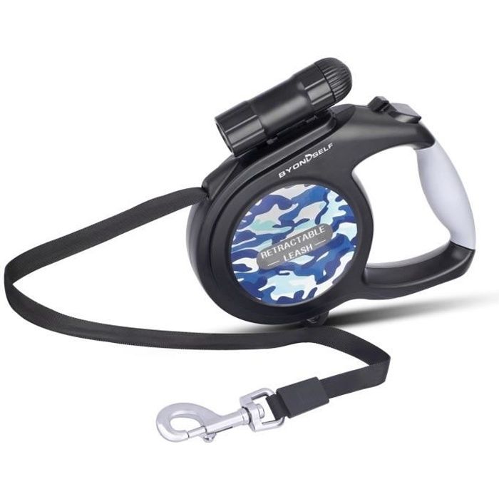 Laisse Chien Enrouleur 8m,Laisses Rétractables pour Petits et Gros Chiens jusqu’à 50 Kg,Avec Lumière LED/Poignée Antidérapante,Noir