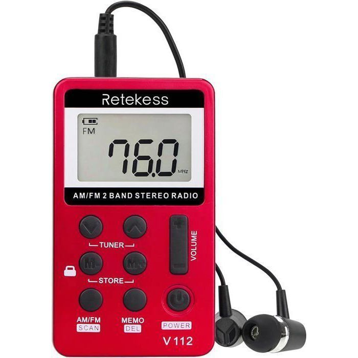 Retekess V112 Mini Radio FM de PocheRadio PortableFM AMRechargeable WalkmanRéveillPrise CasquedExtérieurpour Course à Pied