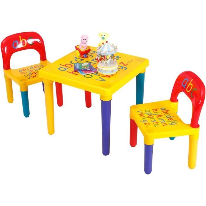 Ensemble Table et Chaise pour Enfant Inclus 1 Table et 2 Chaises Bonne  Protection en Bois Courbé Vert - Costway