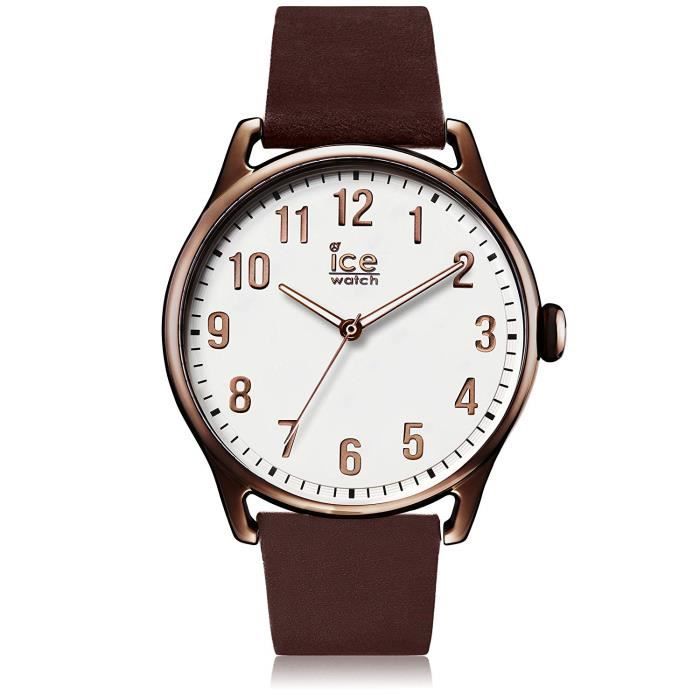 Ice-Watch - ICE time Brown White - Montre marron pour homme avec bracelet en cuir - 013047 (Large)