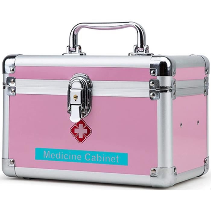 AQ - OUCH Boîte de premiers secours en métal blanc mat – Boîte de rangement médicale et de premiers secours avec compartiments et poignée latérale, boîte de premiers secours pour la maison