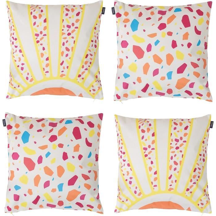 Lot De 2 Housses De Coussin Extérieur Imperméables 60x80 Cm Style Indien Vintage - Décoratives Pour Canapé Et Jardin