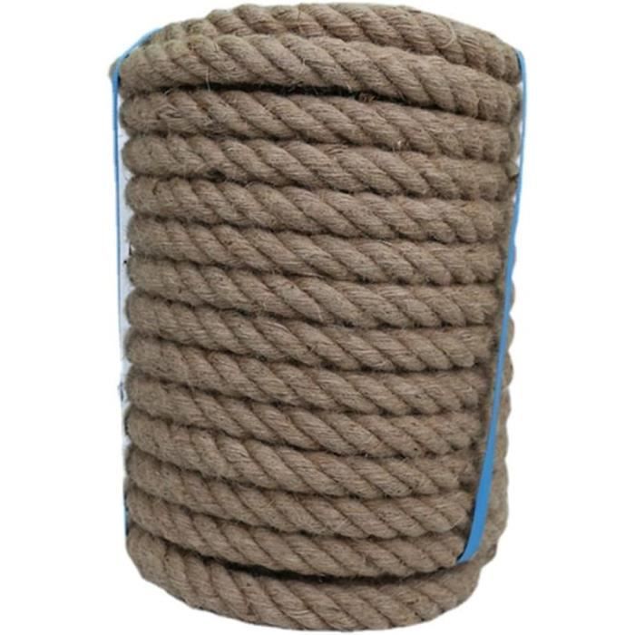 Ancienne Corde En Jute De Manille Naturelle Torsadée - Env. 50 Pieds X 1,75 Pouce