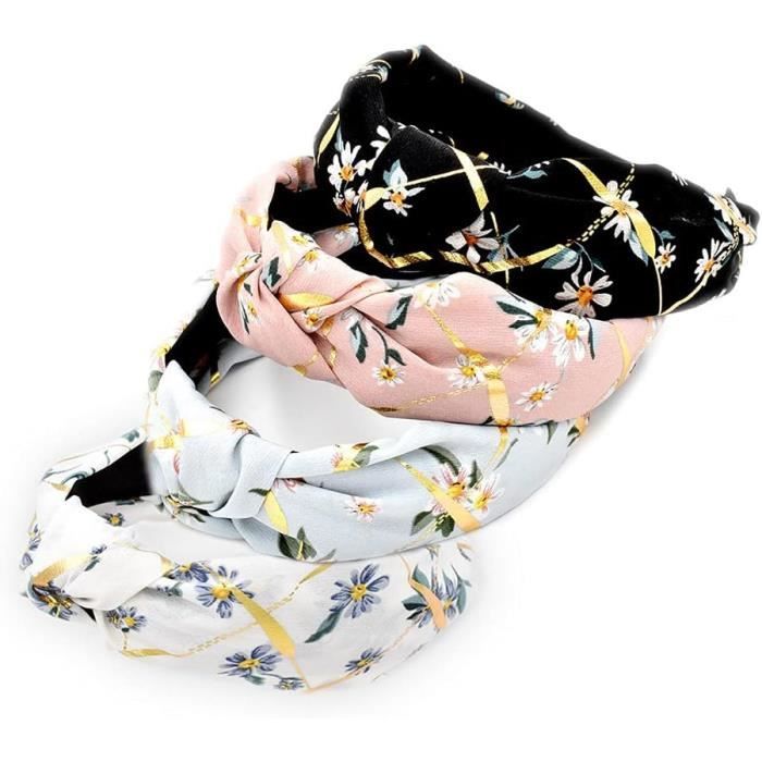 3 Paires De Bandeaux Cheveux élastiques Avec Fleurs - Pour Filles Et Femmes, Neuf Avec étiquettes