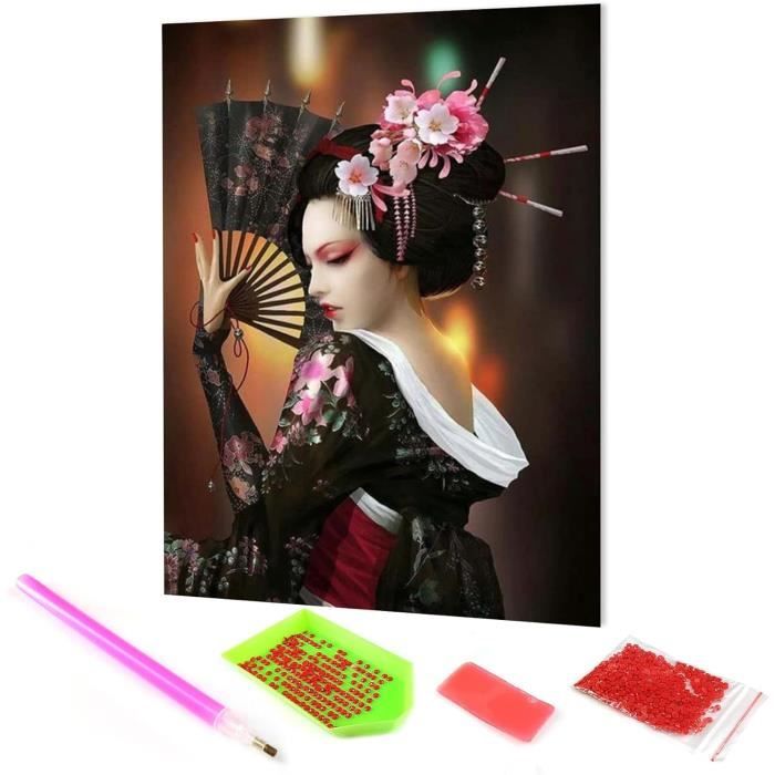 ZHXXFD 5D Diamond Painting – Femme Au Chapeau 55x90cm, Kit Complet Strass Pour Débutants Et Adultes, Activité Relaxante Et Déco Murale