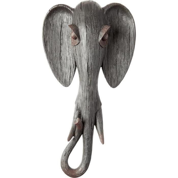 Tête D'éléphant Sculpture Murale Bois Massif - Déco Afrique