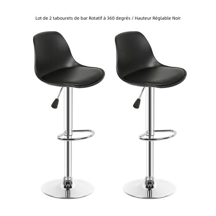 YYIXING®Lot de 2 Tabouret de Bar Rotatif à 360° Hauteur Réglable-en