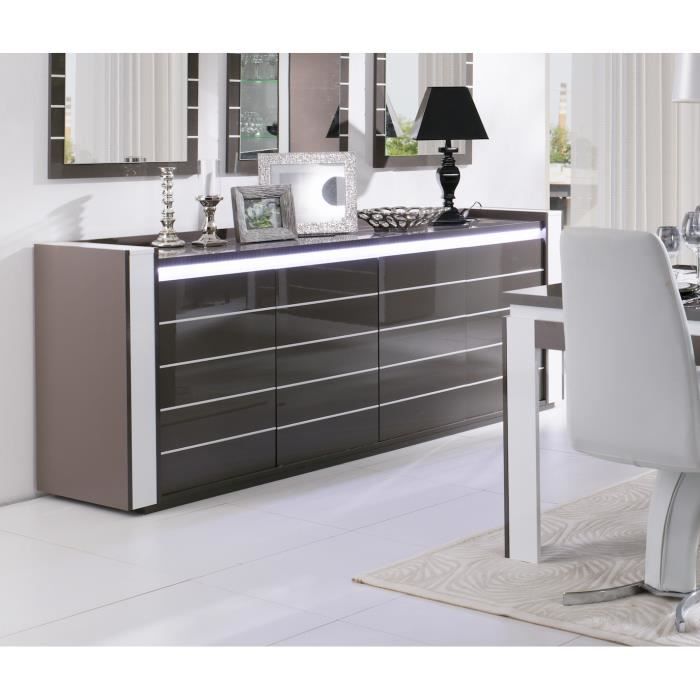 Price Factory Buffet Bahut Enfilade Lina Led Meuble Gris Et