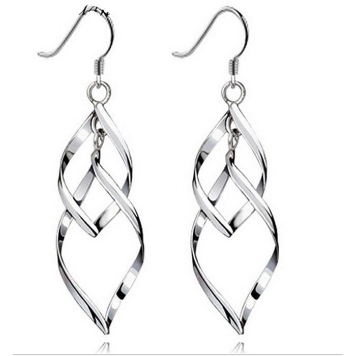 425# Ushiny Parure de bijoux de mariage en argent avec cristaux et boucles doreilles pour femme et fille