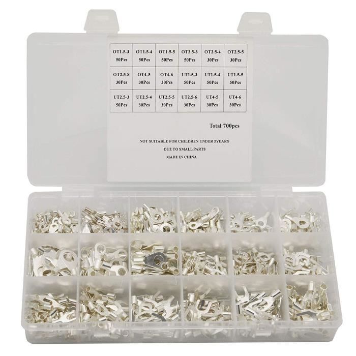 Ferrules à Sertir Cuivre Plaqué Argent - Lot De 100 (AWG 4, 2, 1, 2/0), Non Isolées