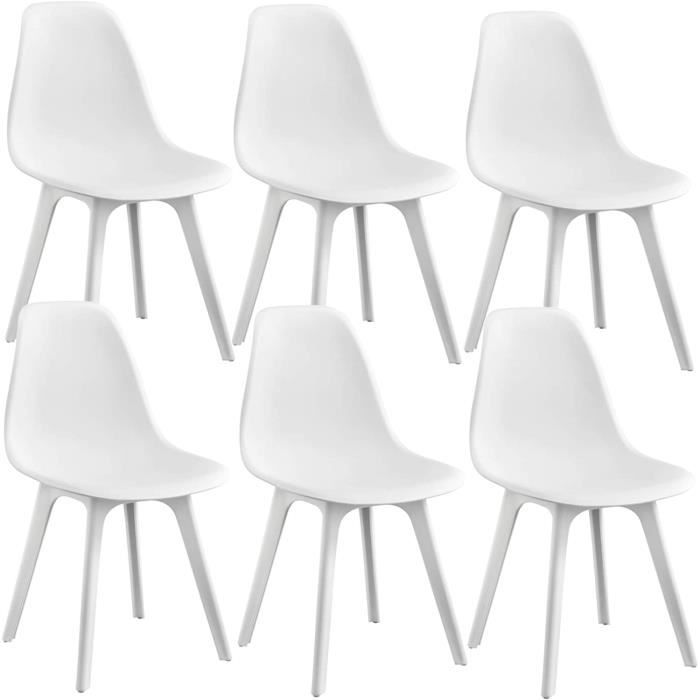 en.casa] Set de 2 Chaises Design Chaise de Cuisine Chaise de Salle à Manger  Plastique Blanc 83 x 54 x 48 cm
