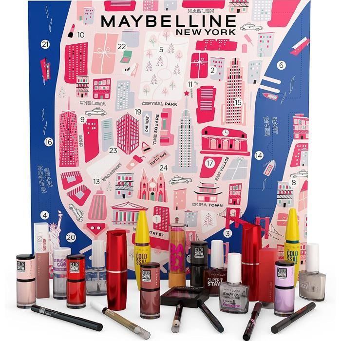Maybelline New York - Calendrier de l'Avent 2023 - Coffret 24 Produits de  Maquillage - Grand Format - Teint, Regard, Lèvres & Ongles