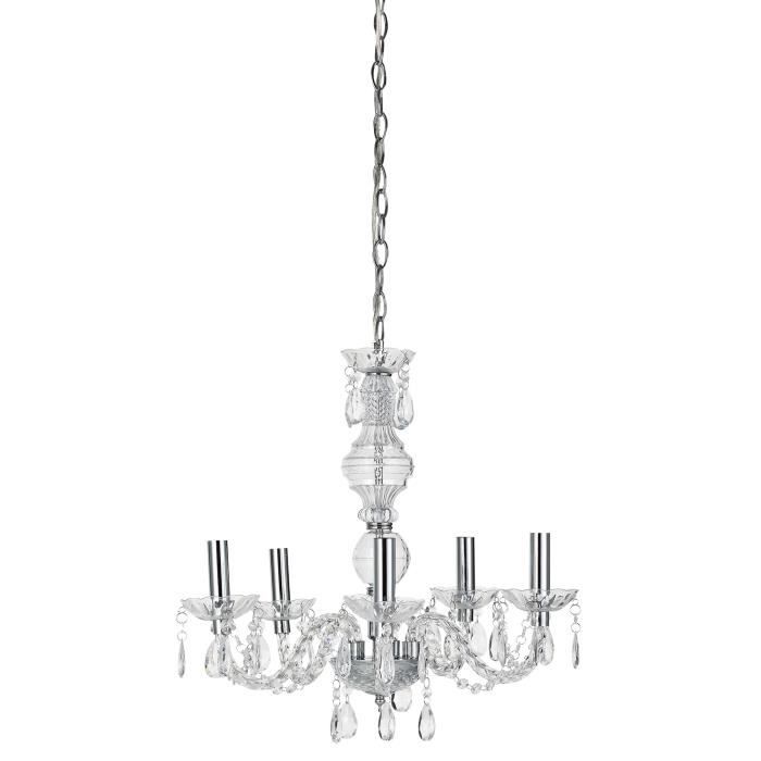 lux.pro lustre luminaire suspendu plafonnier (5 x socles E14)(env. 150 0 cm Ø : 52 0 cm) lampe à suspension lampe 5 flammes cristal