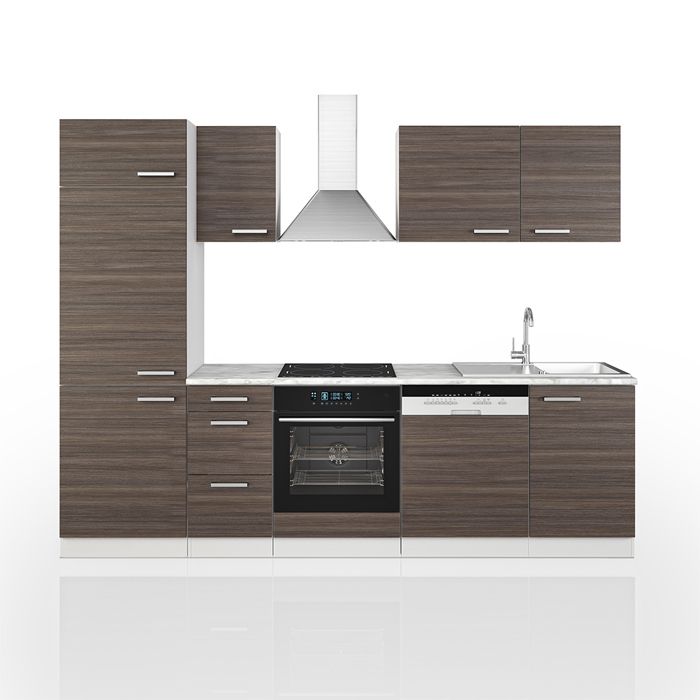 Cuisine Intégrée Vicco Optima, 270 Cm, Gris élégant, Moderne, Neuve