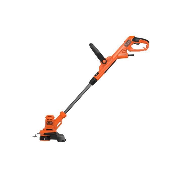 +DECKER Coupe Bordures Filaire Coupe Bordures Electrique 25 cm avec 2 Poignées Manche Télescopique et Vitesse de Coupe Variable Déroulement du Fil Automatique BESTA525 QS
