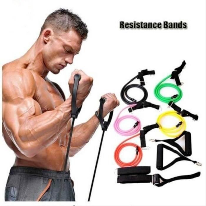Corde De Tension Élastique 6 Tubes Avec Pédales Et Poignées - Bandes De Résistance Fitness