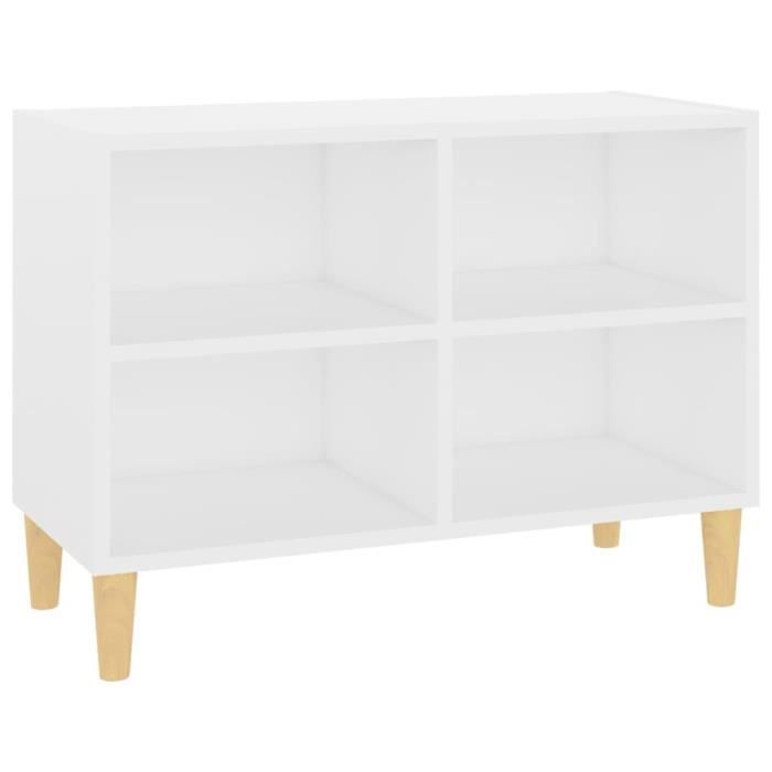 Meuble TV - Eleganter - Magnifique décor - Blanc - Bois massif - 69 5x30x50 cm