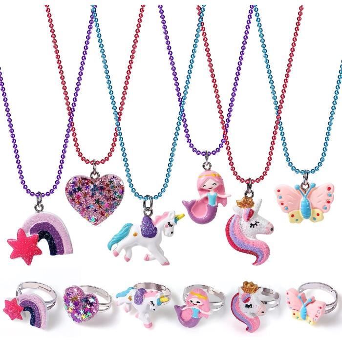 Set Bijoux Fille Licorne Hifot - Sac à Main, Collier, Bracelet, Boucles D'Oreilles | Cadeau Princesse 3-8 Ans | Déguisement Et Fête