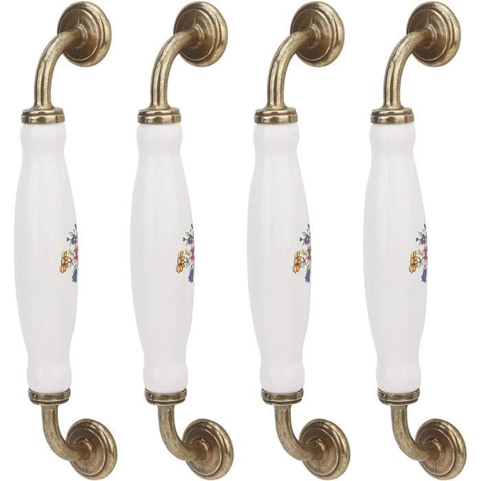 Boutons De Porte Céramique Vintage MayGreeny - Lot De 6, Blanc, Pour Meubles Cuisine
