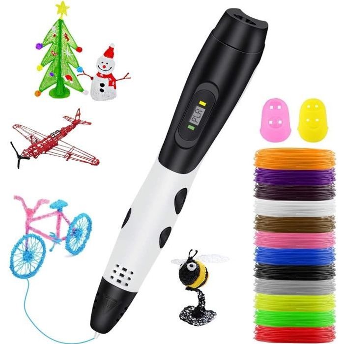 Lovebay Lot de 12 stylos 3D avec écran LCD et stylo 3D compatible avec PLA et ABS cadeau de Noël pour enfants et adultes 