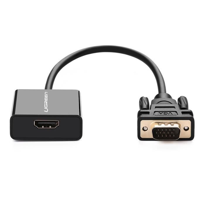 Adaptateur convertisseur 1080P HDMI femelle vers VGA mâle + câble audio  Dongle 3,5 mm stéréo yk317