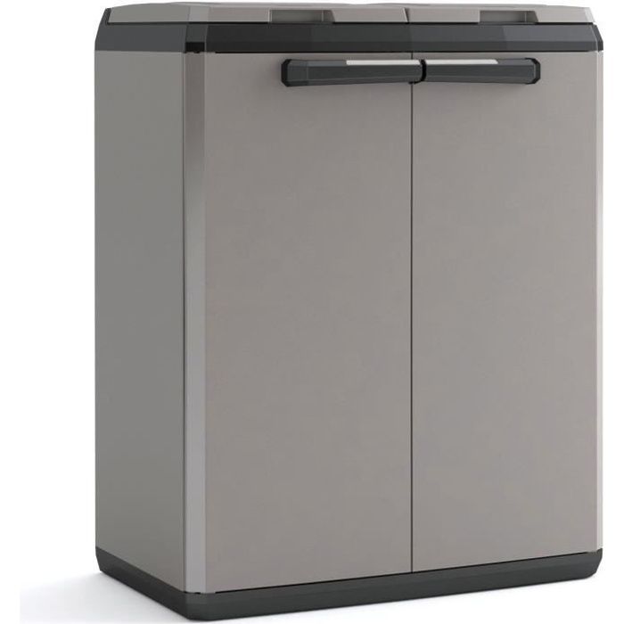 Keter Armoire de Recyclage Gris et Noir 85cm Armoire à Déchets Poubelle Jardin 434771