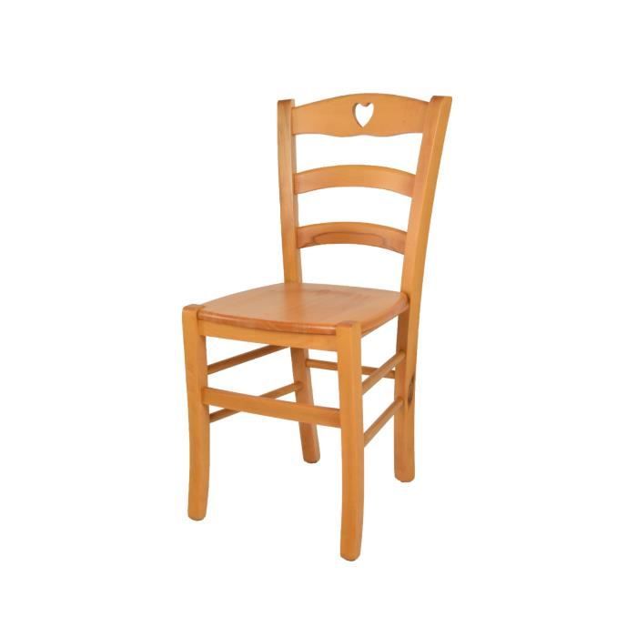 Tommychairs - Chaise cuisine CUORE robuste structure en bois de hêtre peindré en couleur miel et assise en bois