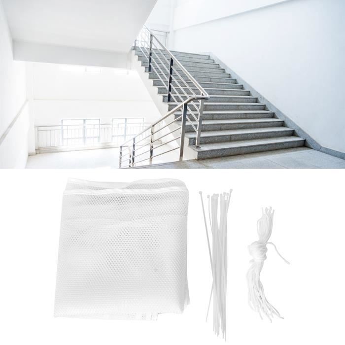 3 mètres de filet de sécurité escaliers animaux compagnie garde-corps maille prévention accidents (blanc)