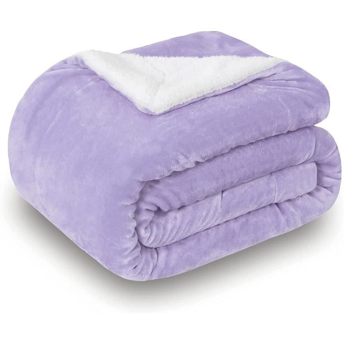 SOCHOW Sherpa Plaid Couverture Polaire Bleu Gris 150 x 200 cm Couverture Double Face Super Douce Luxurieuse Couverture en Peluche