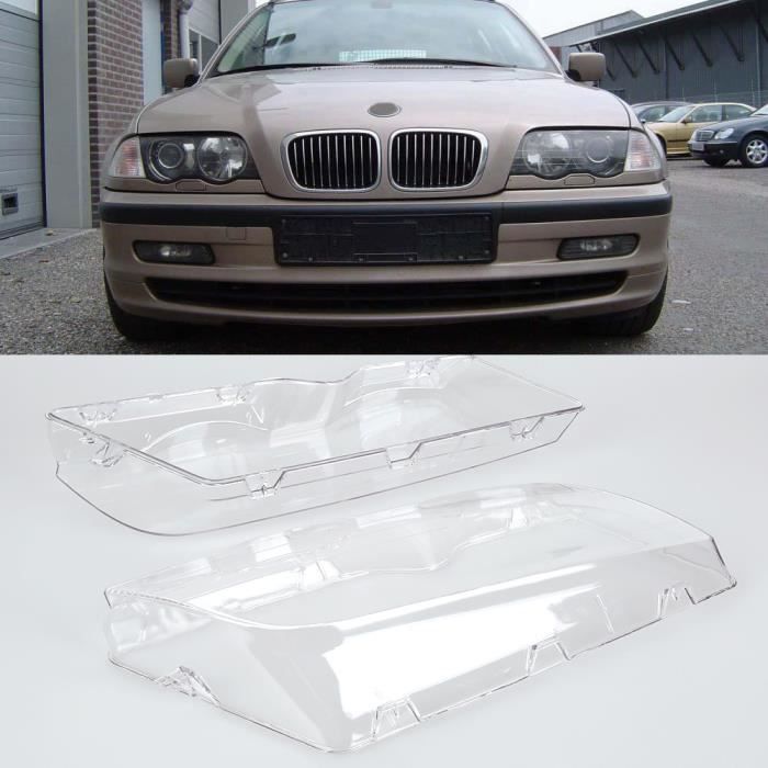 Lot 1 Paire Couvercle Lentille Phare Gauche + Droit – Transparent Pour BMW Série 3 E46 1998-2001 4 Portes Phase 1