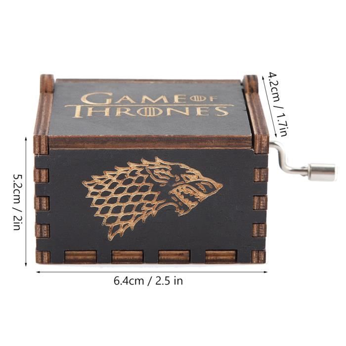 Boîte à Musique Game Of Thrones - Thème 'Winter Is Coming', Manivelle, Bois Gravé