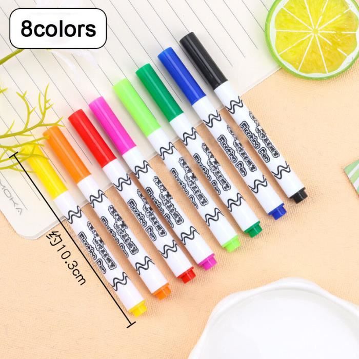 12Pcs Magic Pen avec Cuillère et 2 Autocollants de Tatouage, Feutres Magiques, Water Art Feutre Magique, Stylo Magique à L'eau, écriture, pour Dessin, Jeux D'eau, Tableaux Blancs (D