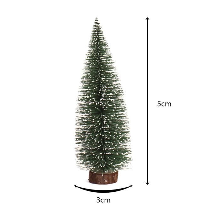 Lot De 9 Mini Sapins De Noël Artificiels Avec Effet Neige - 9,5/15/19 Cm, Base En Bois - Décoration De Table - 7
