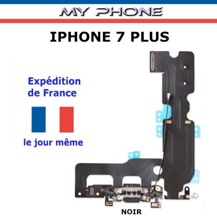 **Connecteur de CHARGE pour APPLE IPHONE 7 PLUS NOIR + Microphone + Antenne Dock Port micro USB Nappe Flex