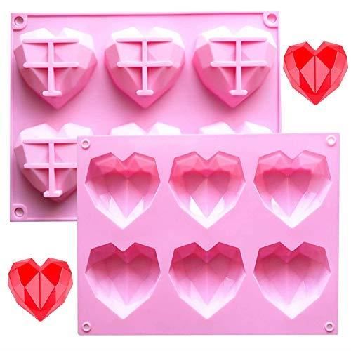 Moule A Gateau En Silicone De Cœur 6 Cavite 3d Diamant Formes Silicone Moule A Savon Ustensiles A Patisserie Pour Chocolat Bonbons M Cdiscount Maison