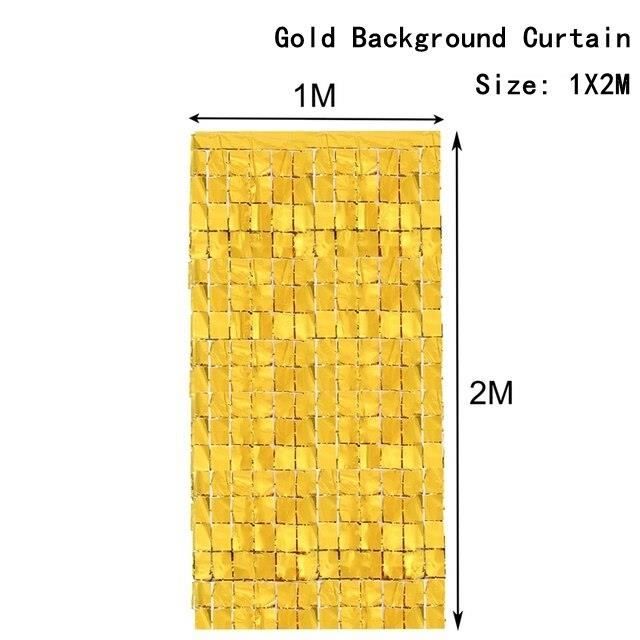 Rideau De Fond à Paillettes Dorées - 6 Panneaux De 1,5x3,6 M, Total 9x3,6 M - Infroissable, Lavable, Pour événements