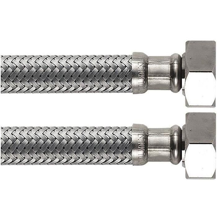 Flexible double femelle - BOUTTE - 12x17 - en acier inoxydable - 30 cm