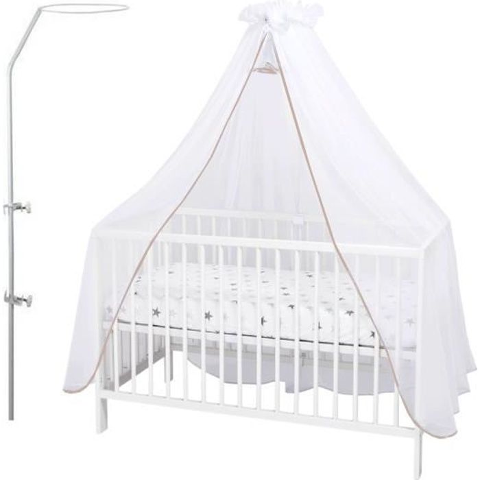 Callyna Ciel De Lit Bebe Moustiquaire Avec Support Voile Grande Taille Fabrication France Blanc Finition Beige Cdiscount Puericulture Eveil Bebe