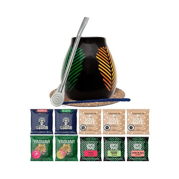 Kit de thé Yerba avec 1 tasse et accessoires Yerba Mate Diverses saveurs 10x50g Bombila